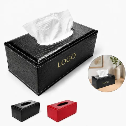 Magnetic PU Leather Tissue Box with Retro Design, Easy