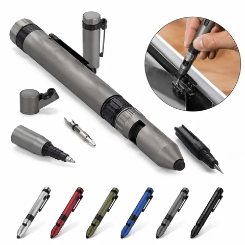 6-in-1 Engineer Metal Tool Pen with Screwdriver and Level 2