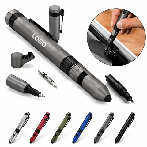 6-in-1 Engineer Metal Tool Pen with Screwdriver and Level