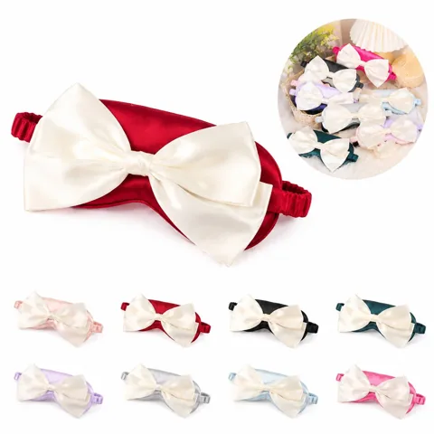 Faux Silk Bow Style Sleep Eye Mask with Elastic Band 2