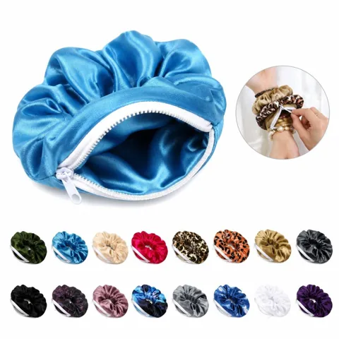 Velvet Scrunchies with Hidden Pocket for Women 2