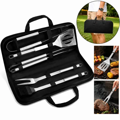 5-Piece Stainless Steel BBQ Tool Set with Ergonomic Handles 2
