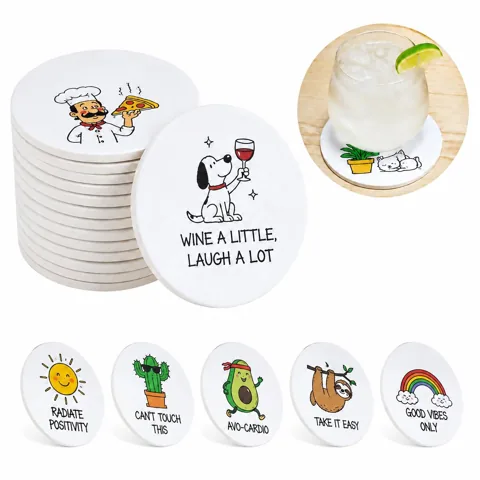 Disposable 4in Thickened Paper Coasters, Absorbent Round 2
