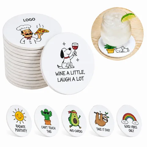 Disposable 4in Thickened Paper Coasters, Absorbent Round