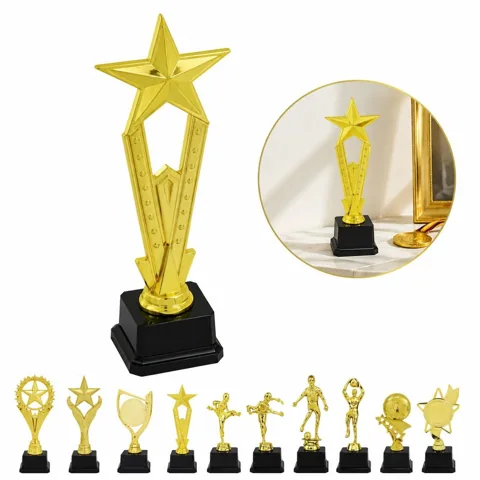 Customizable Metallic Plastic Trophy with Base for Awards 2