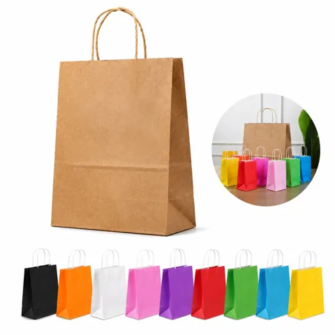 Eco Kraft Paper Shopping Bag with Custom Print, Flat Bottom 2