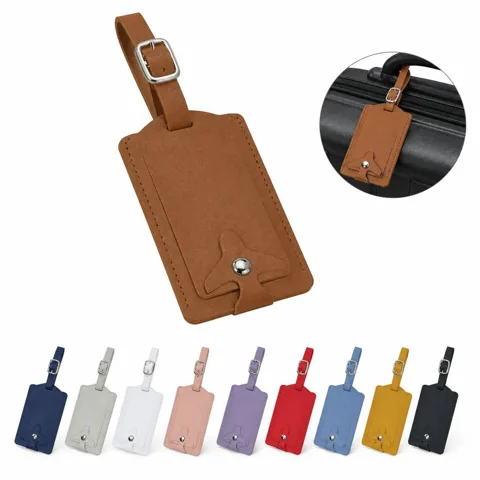 PU Leather Snap Luggage Tag with ID display panel for Air Travel 2