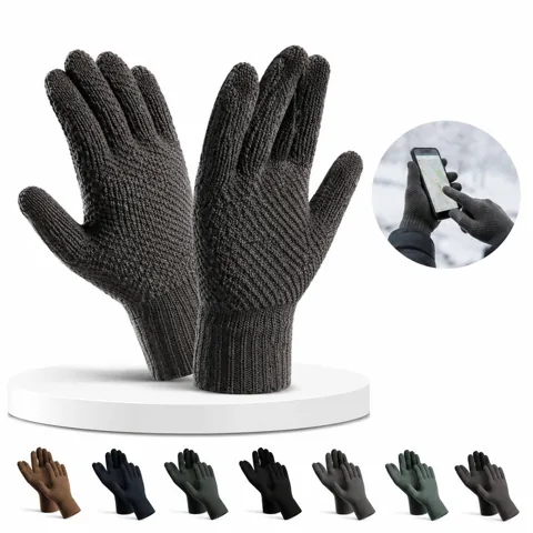 Fleece Lined Touchscreen Gloves for Men, Winter Stretch Fit 2