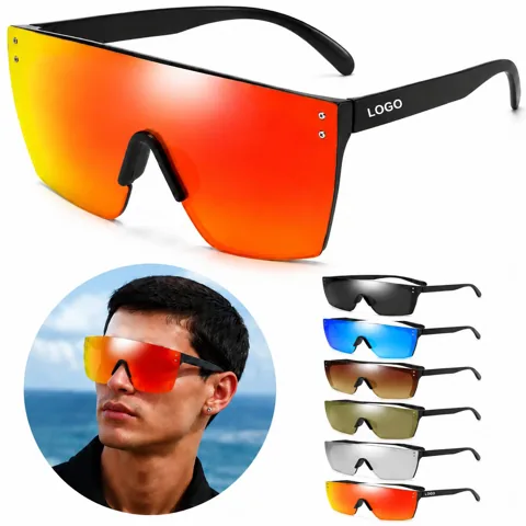 Retro Round Rimless Sunglasses, Mirrored Oversized UV