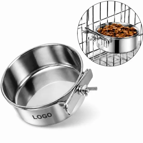 No-Spill Hanging Stainless Steel Dog Bowl for Crate Fence