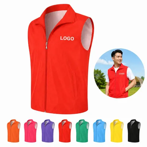 Lightweight Zippered Work Vest with Reflective Strips