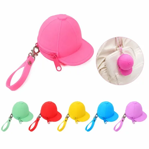 Silicone Baseball Cap Coin Purse with Keychain, Zipper 2