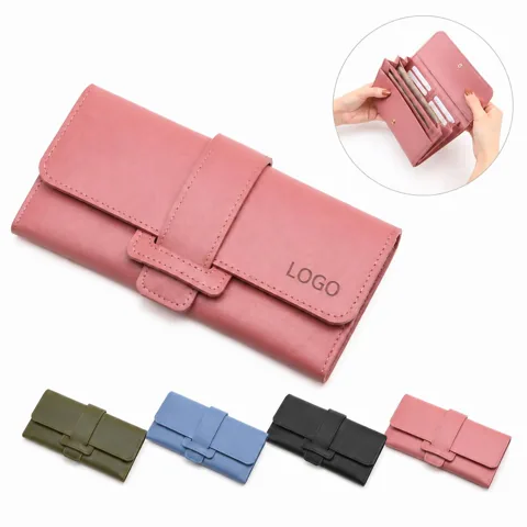 Genuine Leather Tri-Fold Wallet with ID display panel, Slim &