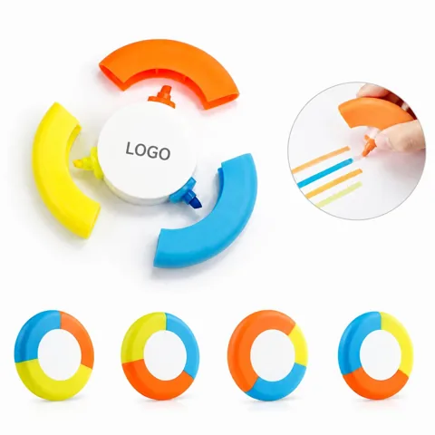 Tri-Color Circular Highlighter with Rotating Ink Barrel