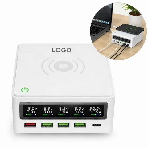 18W Multi-Port USB Wireless Fast Charger Station with Added Functionality
