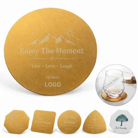 Brushed Steel Coaster Set, Ultra-Thin Rustproof Drink