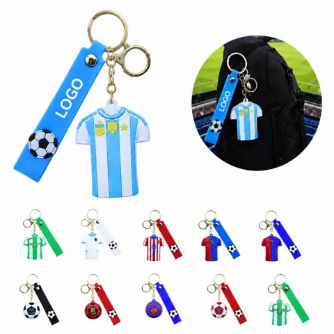 Durable PVC Football & T-Shirt Keychain, Waterproof Sports