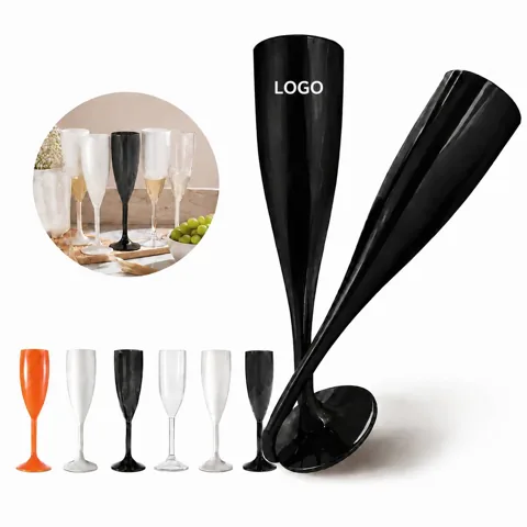 Reusable Plastic Champagne Glasses, 5.5oz Shatterproof for Everyday Use