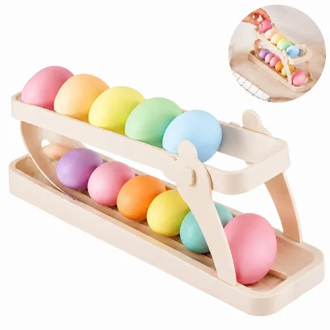 Foldable Rolling Egg Dispenser with Wheels, ABS Plastic 2