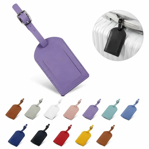 Durable PU Leather Luggage ID Tags with transparent panel 2