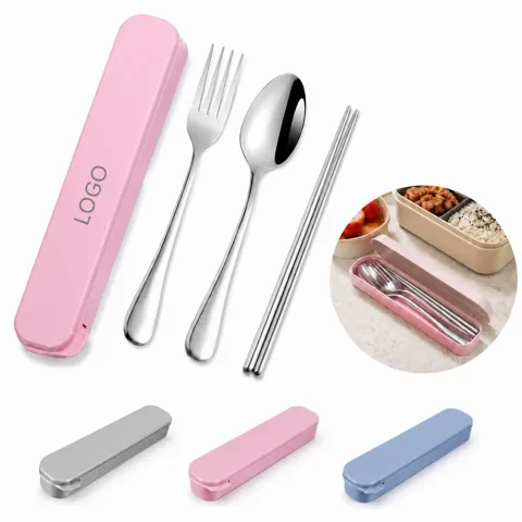 Portable Stainless Steel Cutlery Set with Carrying Case