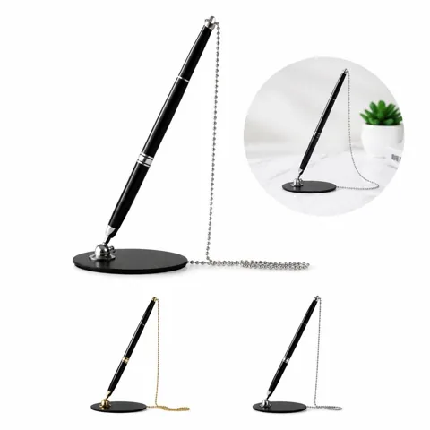 Retractable Chain Desk Pen with Secure Metal Base 2