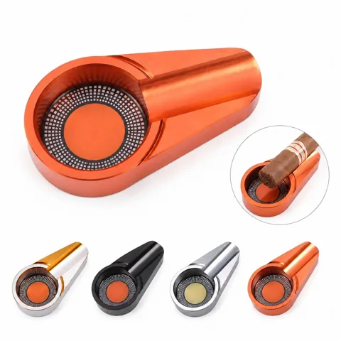 Portable Cigar Ashtray with Deep Resting Grooves 2