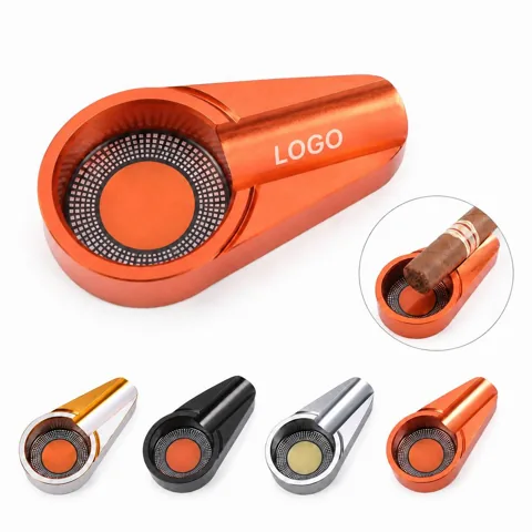 Portable Cigar Ashtray with Deep Resting Grooves