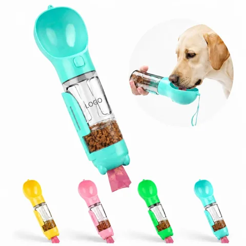 Leakproof 3-in-1 Portable Pet Feeder with Waste Bag Storage