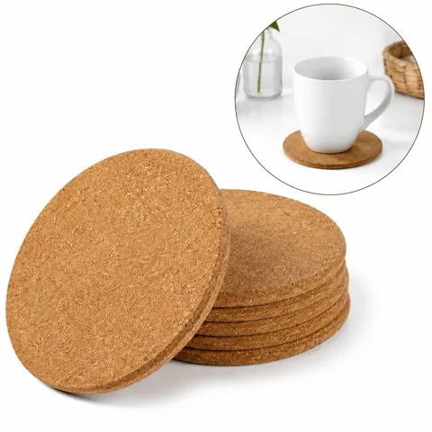 Natural Round Cork Coaster 4 Inch, Eco-Friendly Heat & 2