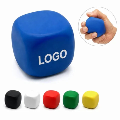 PU Foam Stress Cube with Logo Print - Textured Grip for Everyday Use