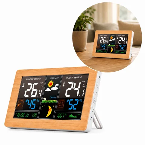 Indoor Wireless Weather Station Clock with Temperature and More 2