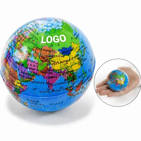 Custom Printed World Map Stress Ball for Stress Relief