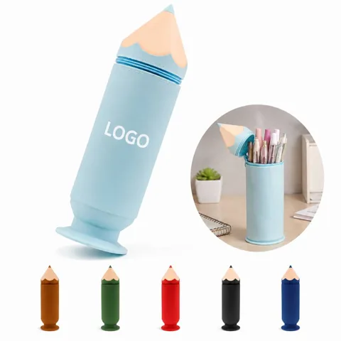 Expandable Silicone Pencil-Shaped Desk Pen Holder Organizer