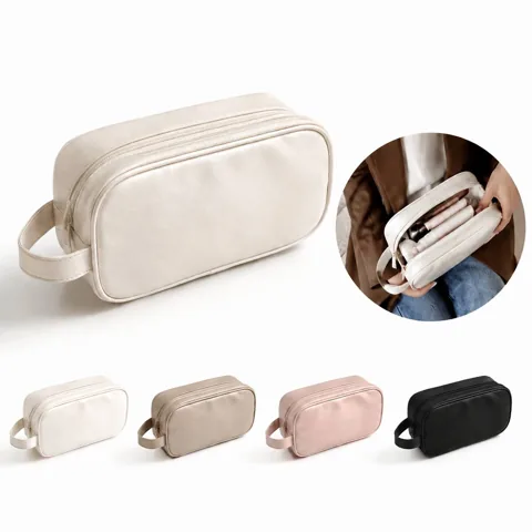 Vintage 3-Layer Cosmetic Bag with Brush Holder Travel 2