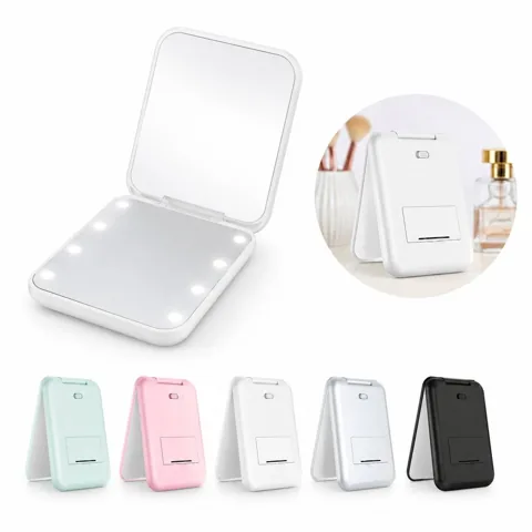 LED Compact Travel Makeup Mirror with Adjustable Brightness 2