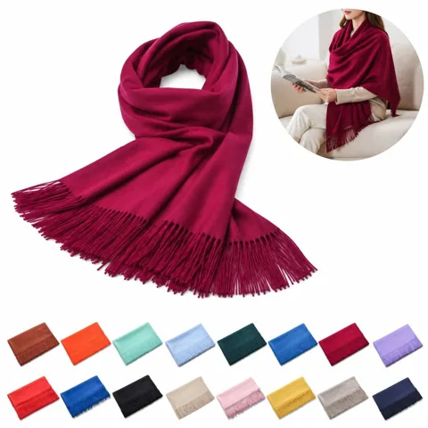 Oversized Pashmina Shawl Wrap with Fringes for Winter 2