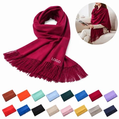 Oversized Pashmina Shawl Wrap with Fringes for Winter