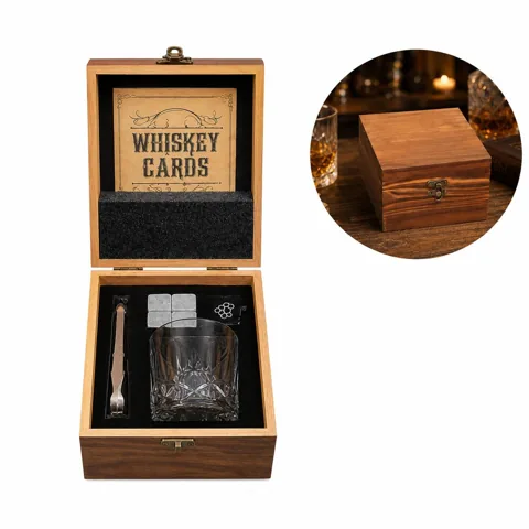 Whiskey Glass & Rock Gift Set with Natural Reusable Stones 2