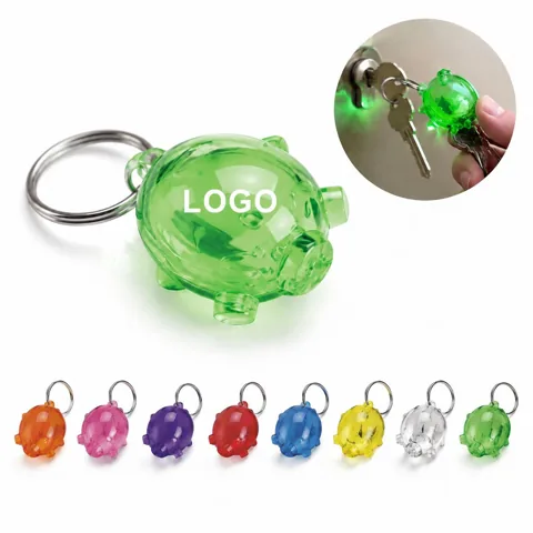 Cute Durable Plastic Pig Keychain with Metal Ring for Keys