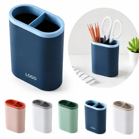 Desktop Plastic Pen Holder with Multiple Compartments