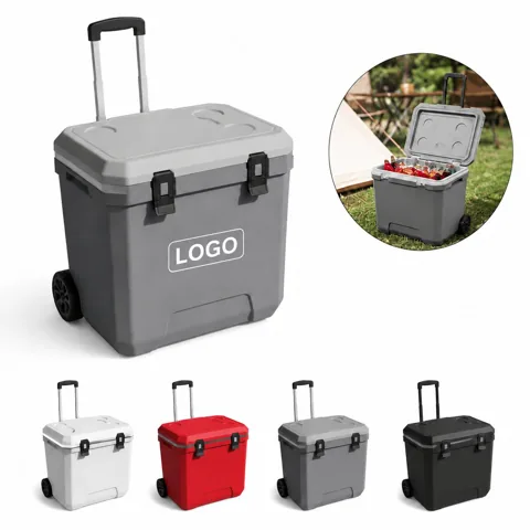 38qt Portable Camping Cooler with Wheels and Handle