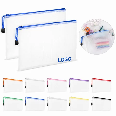 Waterproof Mesh Zipper File Pouch for Documents Storage