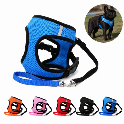 Breathable Mesh Pet Harness Set with Reflective Strips and More 2