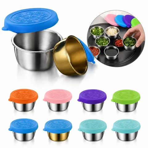 Airtight Stainless Steel Condiment Containers with Silicone 2