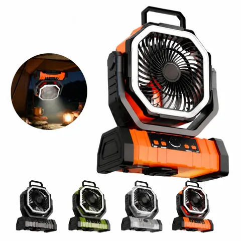 Rechargeable Camping Fan with Power Bank and LED Light 2