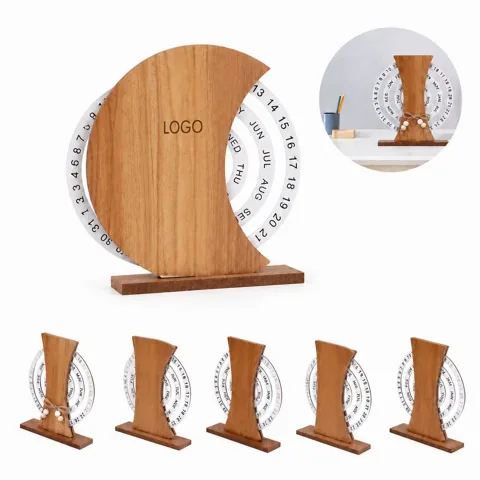 Wooden Rotating Desk Calendar, Reusable Eco-Friendly