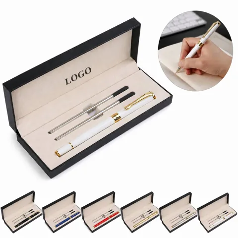 Lacquer Metal Fountain Pen Gift Set with Ink Cartridges &