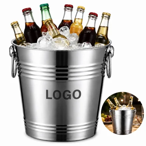 3 qt Stainless Steel Insulated Ice Bucket with Handles