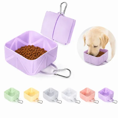 17oz Collapsible Silicone Pet Bowl with Carabiner for Travel 2